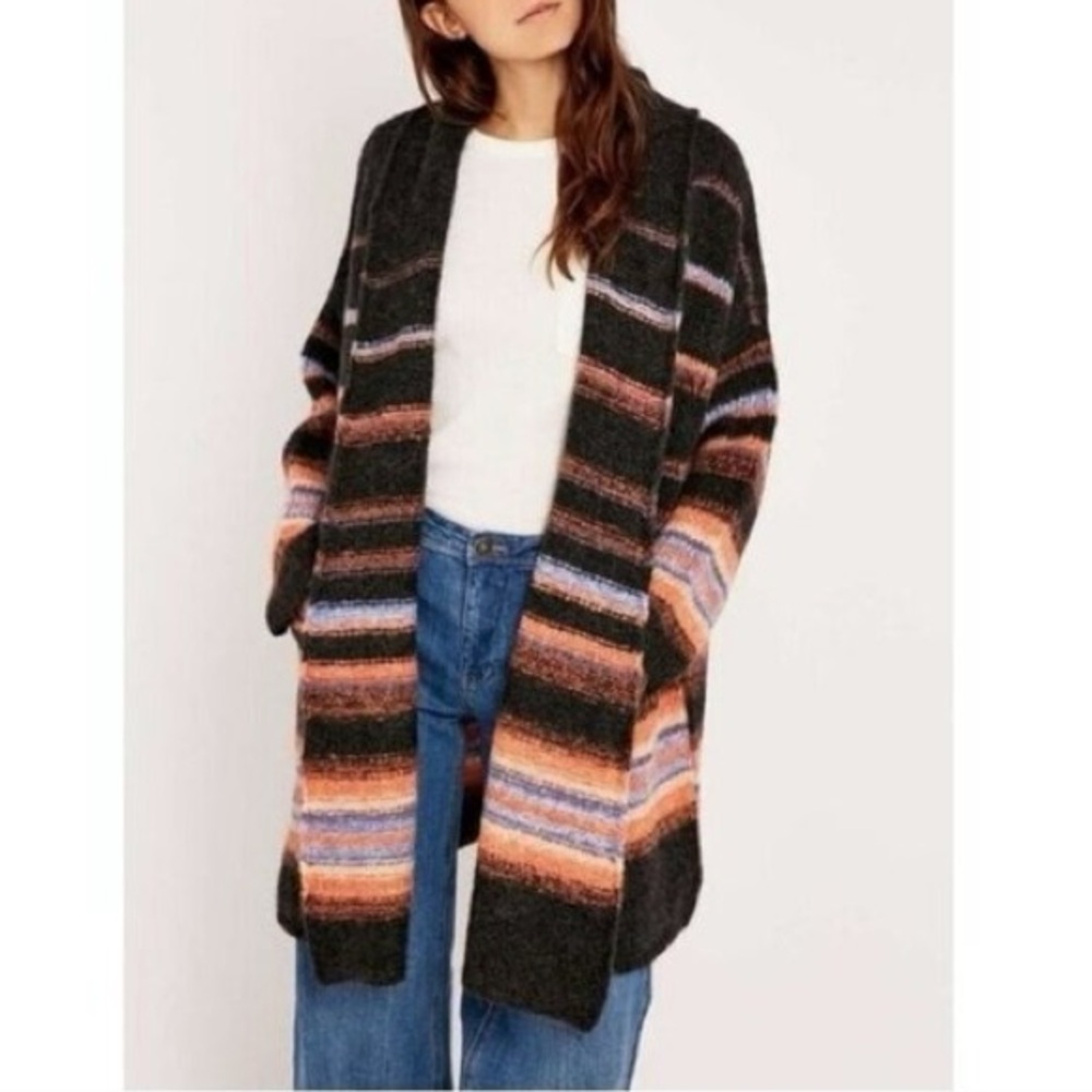 Free People Oversized Striped Alpaca Open Cardigan Medium - Picture 5 of 11